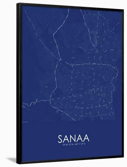 Sanaa, Yemen Blue Map-null-Framed Poster