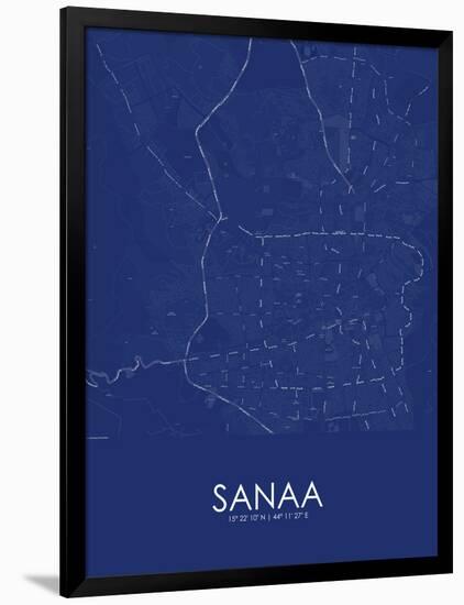 Sanaa, Yemen Blue Map-null-Framed Poster