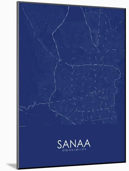 Sanaa, Yemen Blue Map-null-Mounted Poster