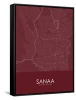 Sanaa, Yemen Red Map-null-Framed Stretched Canvas