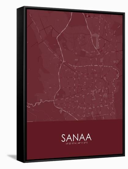 Sanaa, Yemen Red Map-null-Framed Stretched Canvas