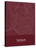Sanaa, Yemen Red Map-null-Stretched Canvas