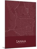 Sanaa, Yemen Red Map-null-Mounted Poster