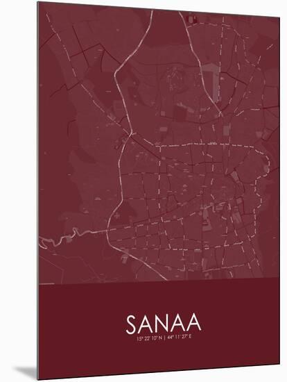 Sanaa, Yemen Red Map-null-Mounted Poster