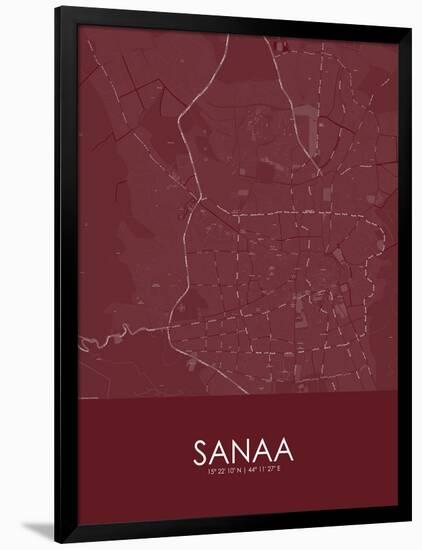 Sanaa, Yemen Red Map-null-Framed Poster
