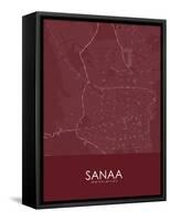 Sanaa, Yemen Red Map-null-Framed Stretched Canvas