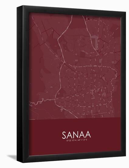 Sanaa, Yemen Red Map-null-Framed Poster