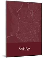 Sanaa, Yemen Red Map-null-Mounted Poster