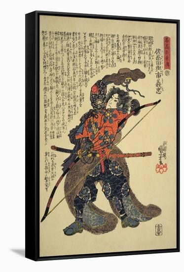 Sanada Yoichi Yoshitada, Dressed for the Hunt with a Bow in Hand-Kuniyoshi Utagawa-Framed Stretched Canvas