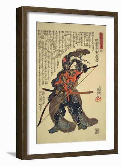 Sanada Yoichi Yoshitada, Dressed for the Hunt with a Bow in Hand-Kuniyoshi Utagawa-Framed Giclee Print
