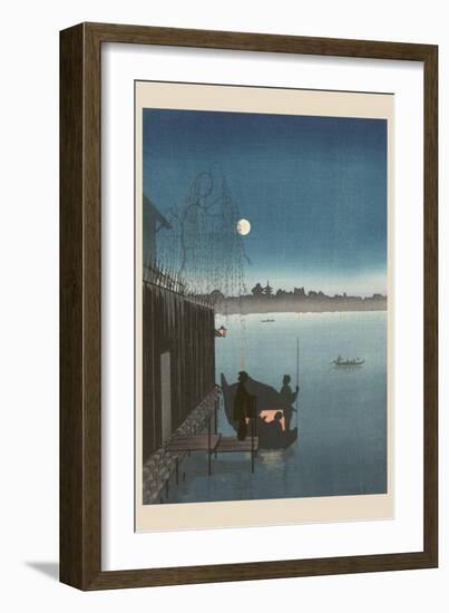 Sanbashi Bridge in Fukugawa at Night.-null-Framed Art Print