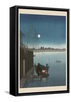 Sanbashi Bridge in Fukugawa at Night.-null-Framed Stretched Canvas