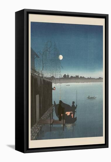 Sanbashi Bridge in Fukugawa at Night.-null-Framed Stretched Canvas
