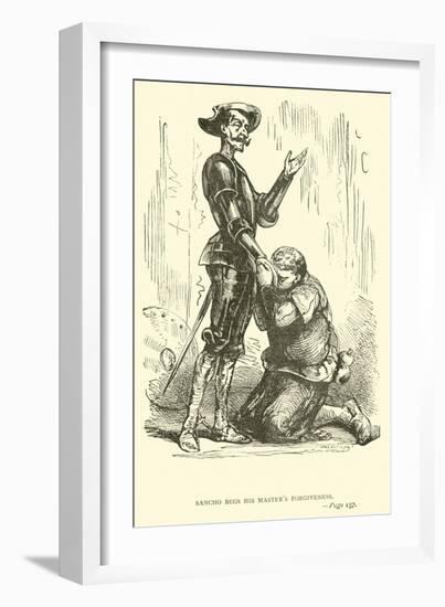 Sancho Bags His Master's Forgiveness-Sir John Gilbert-Framed Giclee Print