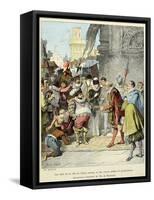 Sancho Panza Becomes Governor of the City of Barataria. 'Story of Don Quixote,' by Jules David.-Jules David-Framed Stretched Canvas