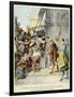 Sancho Panza Becomes Governor of the City of Barataria. 'Story of Don Quixote,' by Jules David.-Jules David-Framed Art Print