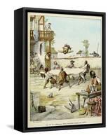 Sancho Panza Mauled at the Tavern. 'Story of Don Quixote,' Illus. by Jules David.-Jules David-Framed Stretched Canvas