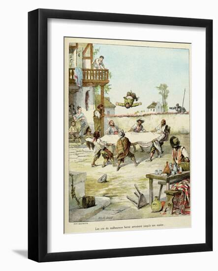 Sancho Panza Mauled at the Tavern. 'Story of Don Quixote,' Illus. by Jules David.-Jules David-Framed Art Print