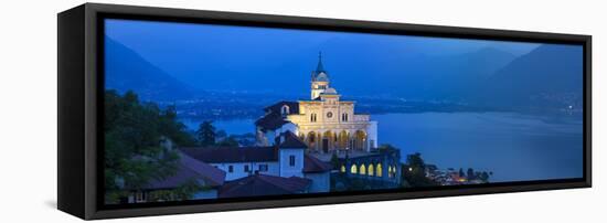 Sanctuary of Madonna Del Sasso Illuminated at Dusk, Locarno, Lake Maggiore-Doug Pearson-Framed Stretched Canvas