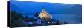 Sanctuary of Madonna Del Sasso Illuminated at Dusk, Locarno, Lake Maggiore-Doug Pearson-Stretched Canvas