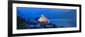 Sanctuary of Madonna Del Sasso Illuminated at Dusk, Locarno, Lake Maggiore-Doug Pearson-Framed Photographic Print