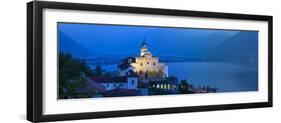 Sanctuary of Madonna Del Sasso Illuminated at Dusk, Locarno, Lake Maggiore-Doug Pearson-Framed Photographic Print