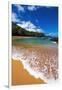 Sand and surf at Lumahai Beach, Island of Kauai, Hawaii, USA-Russ Bishop-Framed Photographic Print