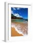 Sand and surf at Lumahai Beach, Island of Kauai, Hawaii, USA-Russ Bishop-Framed Photographic Print