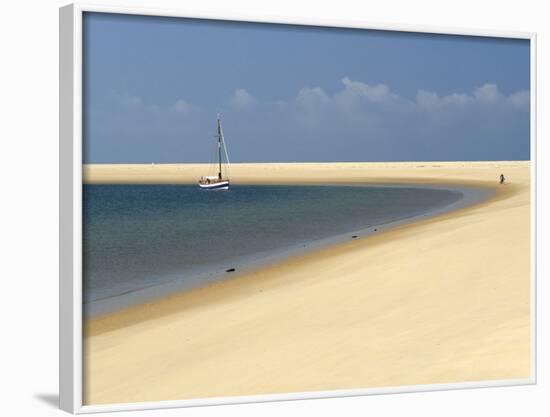 Sand Bank, Old Sailing Yacht Anchored, Bay of Arcachon, Cote D'Argent, Gironde, Aquitaine, France-Groenendijk Peter-Framed Photographic Print