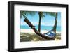 Sand Beach Hammock Palm Trees-null-Framed Art Print