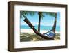 Sand Beach Hammock Palm Trees-null-Framed Art Print