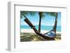 Sand Beach Hammock Palm Trees-null-Framed Art Print