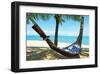 Sand Beach Hammock Palm Trees-null-Framed Art Print