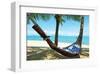 Sand Beach Hammock Palm Trees-null-Framed Art Print