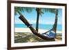 Sand Beach Hammock Palm Trees-null-Framed Art Print