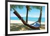 Sand Beach Hammock Palm Trees-null-Framed Art Print