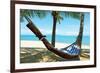 Sand Beach Hammock Palm Trees-null-Framed Art Print