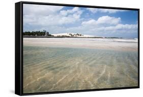 Sand Blowing over a Desert-Like Beach in Jericoacoara, Brazil-Alex Saberi-Framed Stretched Canvas