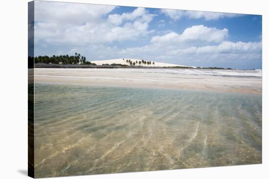 Sand Blowing over a Desert-Like Beach in Jericoacoara, Brazil-Alex Saberi-Stretched Canvas