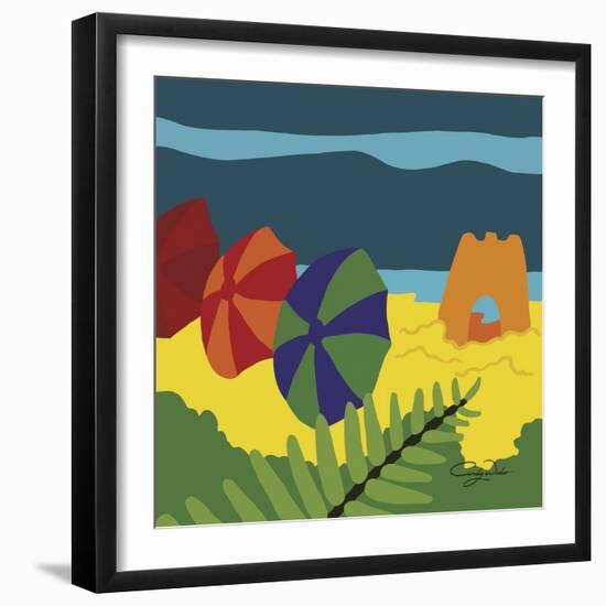 Sand Castles And Beach Umbrellas-Cindy Wider-Framed Giclee Print