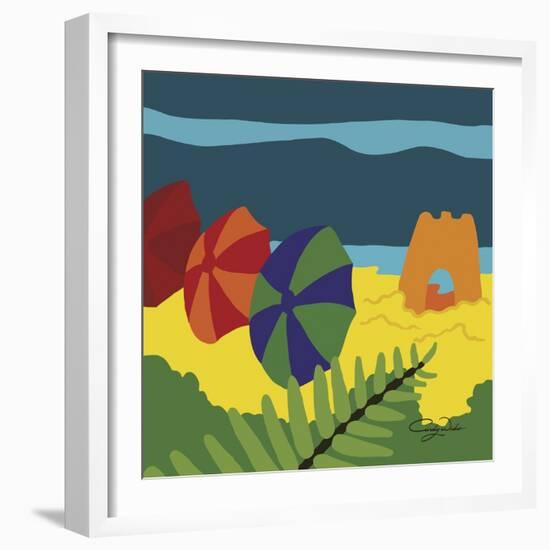 Sand Castles And Beach Umbrellas-Cindy Wider-Framed Giclee Print