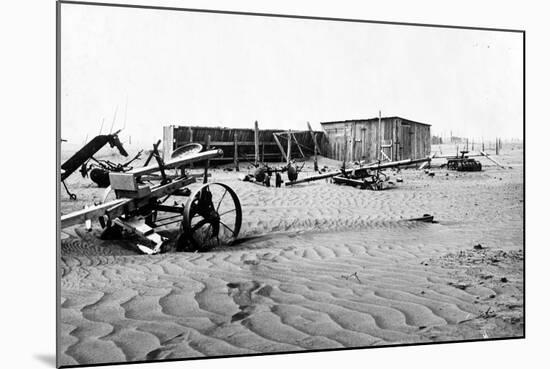 Sand covered farm at Mills, New Mexico, 1935-Dorothea Lange-Mounted Photographic Print