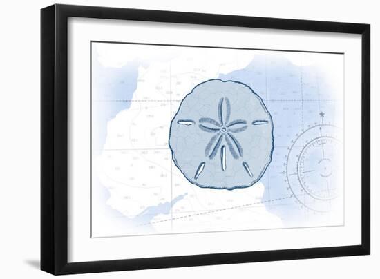 Sand Dollar - Blue - Coastal Icon-Lantern Press-Framed Art Print