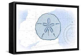 Sand Dollar - Blue - Coastal Icon-Lantern Press-Framed Stretched Canvas