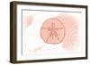 Sand Dollar - Coral - Coastal Icon-Lantern Press-Framed Art Print