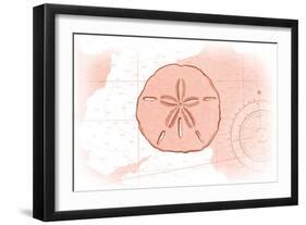 Sand Dollar - Coral - Coastal Icon-Lantern Press-Framed Art Print