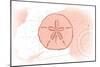 Sand Dollar - Coral - Coastal Icon-Lantern Press-Mounted Art Print