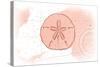 Sand Dollar - Coral - Coastal Icon-Lantern Press-Stretched Canvas