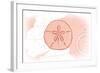 Sand Dollar - Coral - Coastal Icon-Lantern Press-Framed Art Print