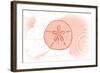 Sand Dollar - Coral - Coastal Icon-Lantern Press-Framed Art Print